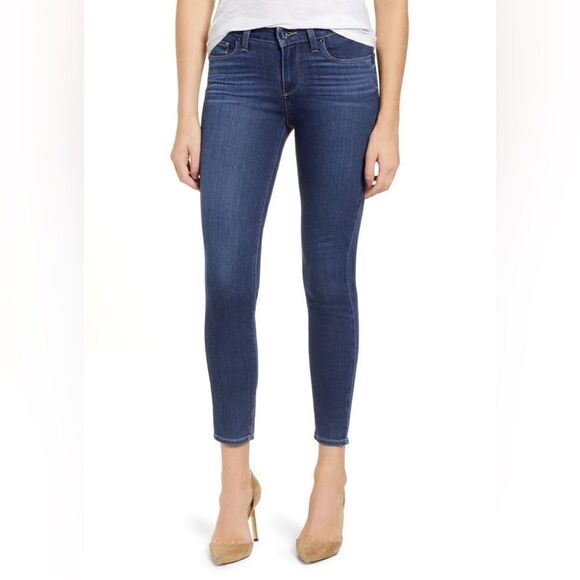 Paige Verdugo Crop Skinny Jeans Dark Wash Size 24 - Picture 1 of 5